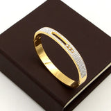 Mobile Zircon Couple Bangle Rose Women Gift 316 Titanium Stainless Steel
