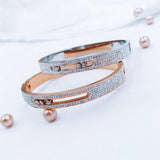 Mobile Zircon Couple Bangle Rose Women Gift 316 Titanium Stainless Steel
