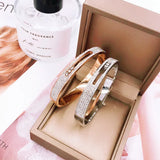 Mobile Zircon Couple Bangle Rose Women Gift 316 Titanium Stainless Steel