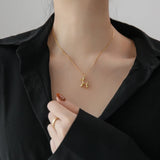 YUN RUO Never Fade Balloon Dog Pendant Necklace 18K Plated