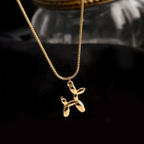 YUN RUO Never Fade Balloon Dog Pendant Necklace 18K Plated