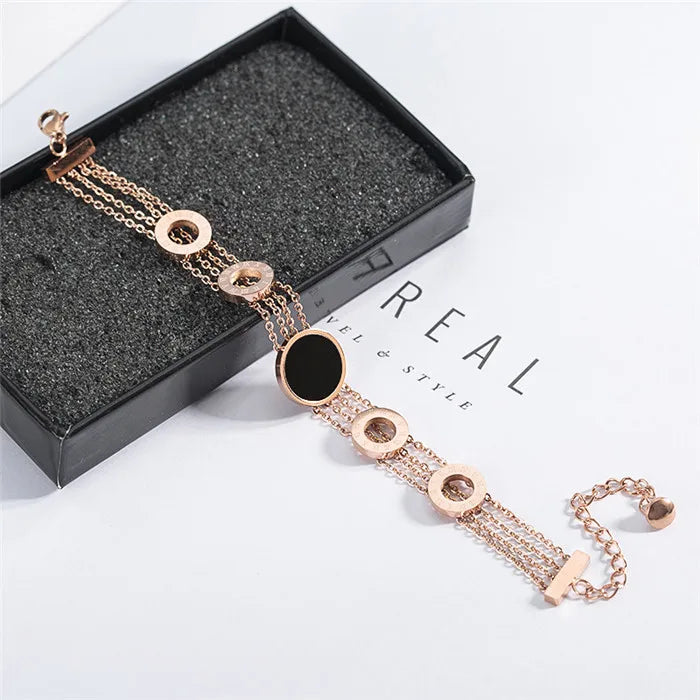 Roman Number Bracelet Woman Birthday Gift Rose Titanium Steel Jewelry
