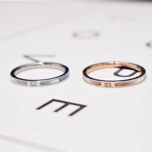 Zirconia Wedding Ring Couple Titanium Steel Jewelry