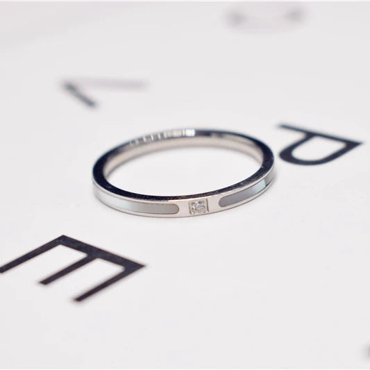 Zirconia Wedding Ring Couple Titanium Steel Jewelry