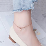 Titanium Steel Woman Fox Anklet Rose Candy Jewelry Gift