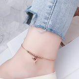 Titanium Steel Woman Fox Anklet Rose Candy Jewelry Gift