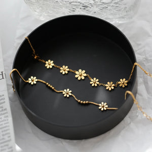Yellow Daisy Anklet Chain Hypoallergenic Titanium Steel Jewelry