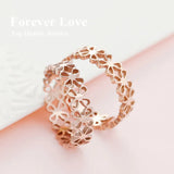 Four Leaf Clover Ring Titanium Steel Rose Jewelry Women Man Size