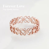 Four Leaf Clover Ring Titanium Steel Rose Jewelry Women Man Size
