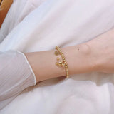 Good Fortune Calabash Stretch Bracelet Rose Titanium Steel Jewelry