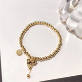 Good Fortune Calabash Stretch Bracelet Rose Titanium Steel Jewelry
