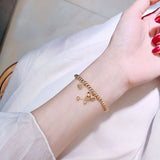Good Fortune Calabash Stretch Bracelet Rose Titanium Steel Jewelry