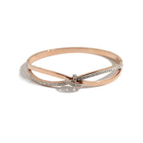 Crystal Bowknot Bangle Rose Women Birthday Gift Titanium Steel Jewelry