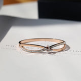 Crystal Bowknot Bangle Rose Women Birthday Gift Titanium Steel Jewelry