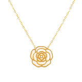 Camellia Pendant Necklace 18K Stainless Steel High Polish