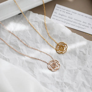 Camellia Pendant Necklace 18K Stainless Steel High Polish
