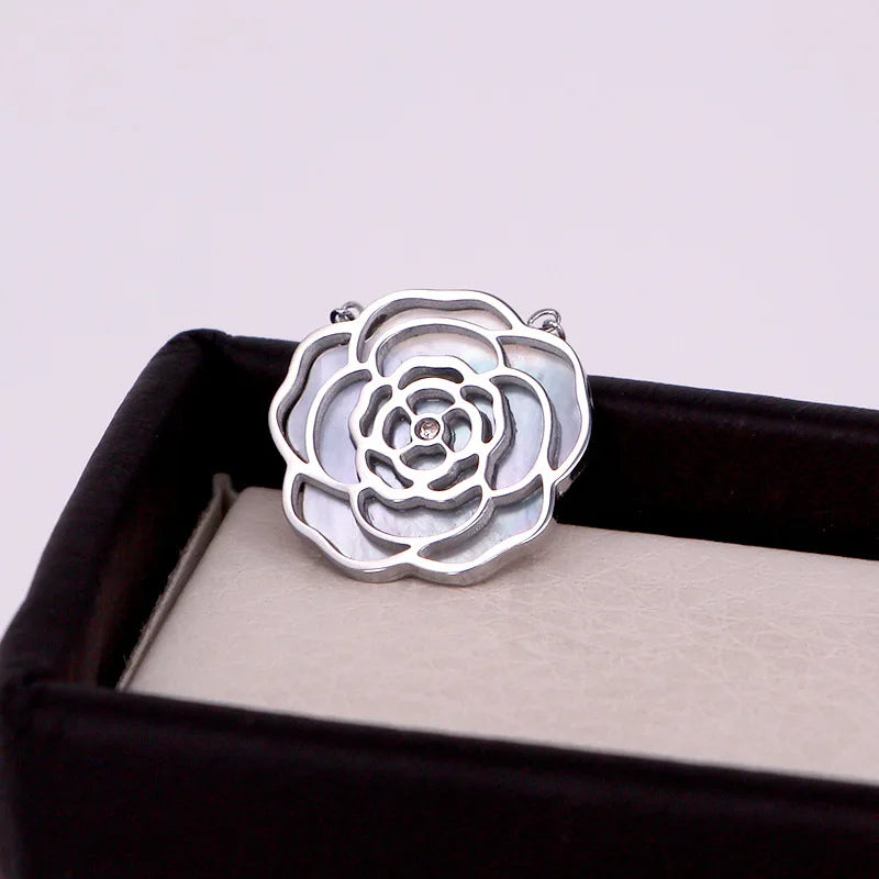 Camellia Pendant Necklace 18K Stainless Steel High Polish