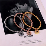 Vintage Coin Stretch Bracelet Rose Titainum Steel Jewelry