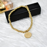 Vintage Coin Stretch Bracelet Rose Titainum Steel Jewelry