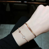Zircon Stone Circle Bracelet Woman Gift Rose Titainum Steel Jewelry