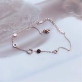Zircon Stone Circle Bracelet Woman Gift Rose Titainum Steel Jewelry
