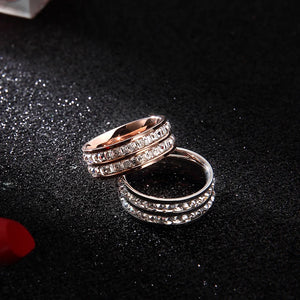Rose Zirconia CZ Rings 316L Stainless Steel Jewelry