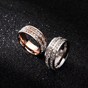 Rose Zirconia CZ Rings 316L Stainless Steel Jewelry
