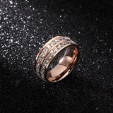 Rose Zirconia CZ Rings 316L Stainless Steel Jewelry