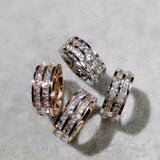 Rose Zirconia CZ Rings 316L Stainless Steel Jewelry