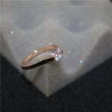 Rose Silver Zirconia CZ Ring 316L Stainless Steel Never Fade