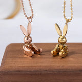 Mobile Rabbit Pendant Necklace Yellow Titanium Steel Jewelry Gift