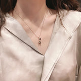 Mobile Rabbit Pendant Necklace Yellow Titanium Steel Jewelry Gift