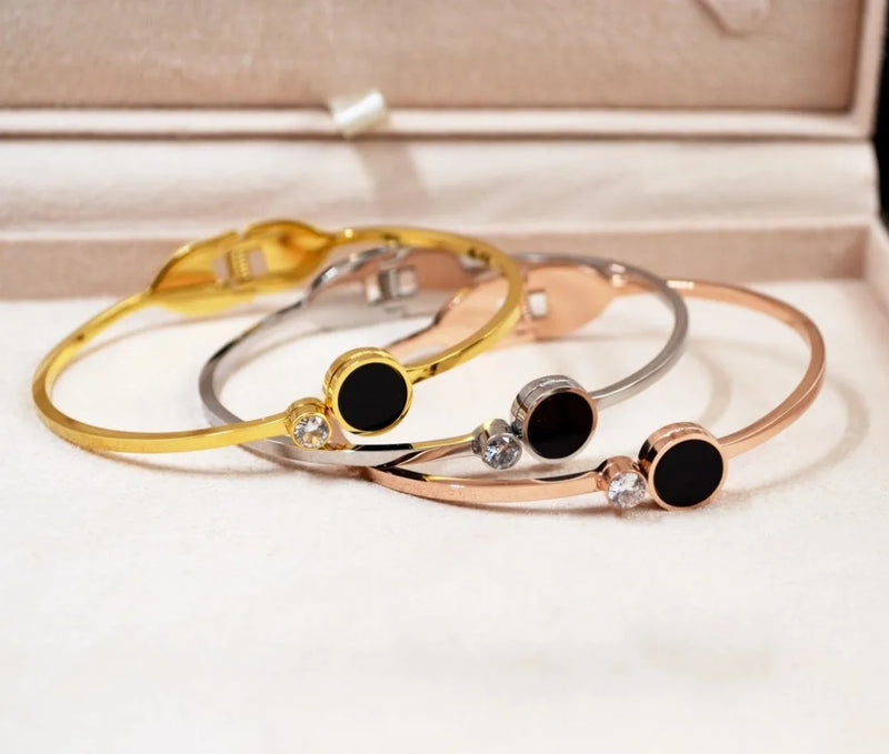 Woman Personality Zircon Inlay Bangles Rose 316 L Stainless Steel