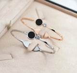 Woman Personality Zircon Inlay Bangles Rose 316 L Stainless Steel