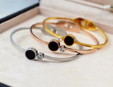 Woman Personality Zircon Inlay Bangles Rose 316 L Stainless Steel