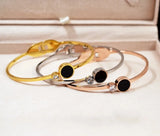 Woman Personality Zircon Inlay Bangles Rose 316 L Stainless Steel