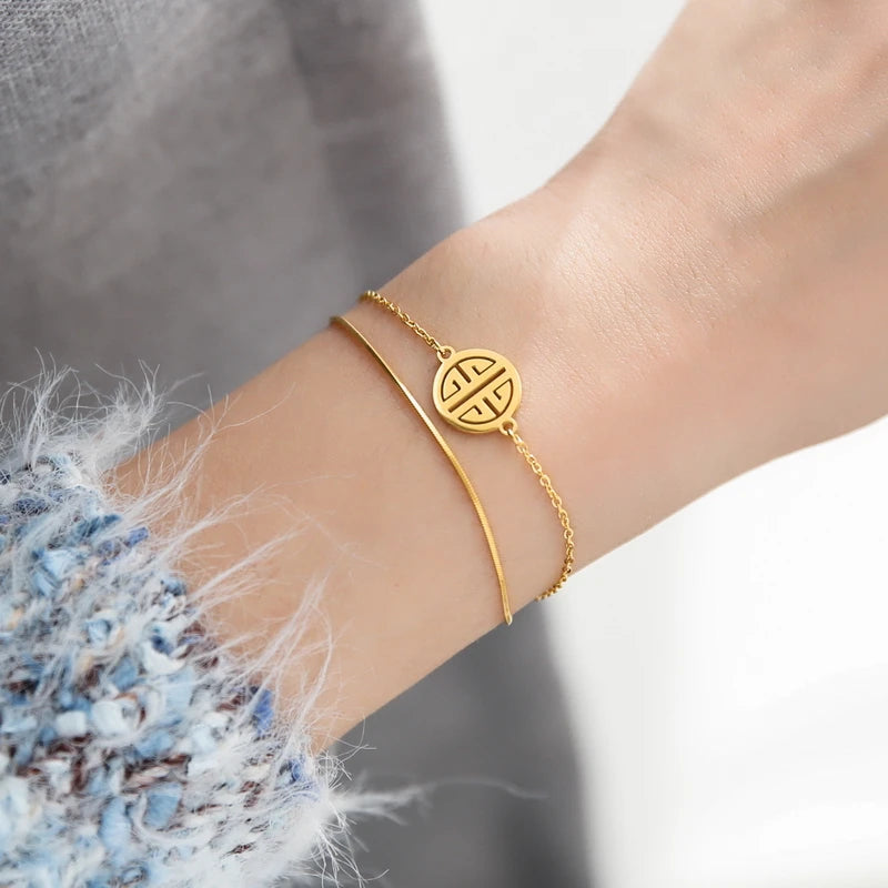 Yellow Double Chain Fortunate Character Bracelet