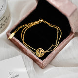 Yellow Double Chain Fortunate Character Bracelet