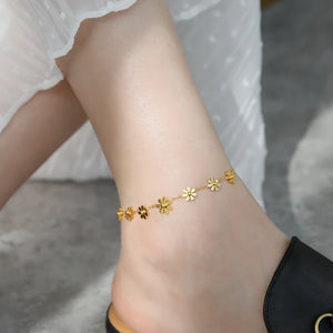 Yellow Sunflower Daisy Anklet Woman Gift 316 Titanium Steel Jewelry