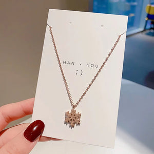 Yellow Frosting Snowflake Pendant Necklace Titanium Steel Jewelry