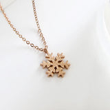 Yellow Frosting Snowflake Pendant Necklace Titanium Steel Jewelry