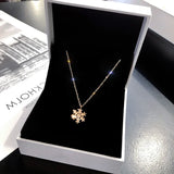 Yellow Frosting Snowflake Pendant Necklace Titanium Steel Jewelry