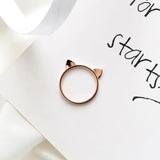 Yellow Rose Cat Ears Finger Ring Women Girl Birthday Gift Wedding Jewelry