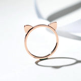 Yellow Rose Cat Ears Finger Ring Women Girl Birthday Gift Wedding Jewelry