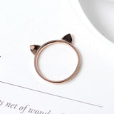 Yellow Rose Cat Ears Finger Ring Women Girl Birthday Gift Wedding Jewelry