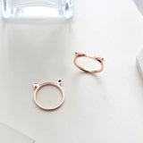 Yellow Rose Cat Ears Finger Ring Women Girl Birthday Gift Wedding Jewelry