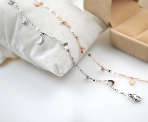 YUNRUO Titanium Steel Rose Moon Star Anklet Woman Jewelry Accessories