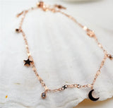 YUNRUO Titanium Steel Rose Moon Star Anklet Woman Jewelry Accessories