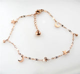 YUNRUO Titanium Steel Rose Moon Star Anklet Woman Jewelry Accessories