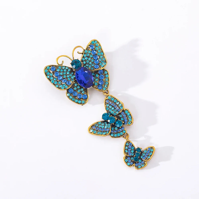 Vintage Butterfly Rhinestone Brooch
